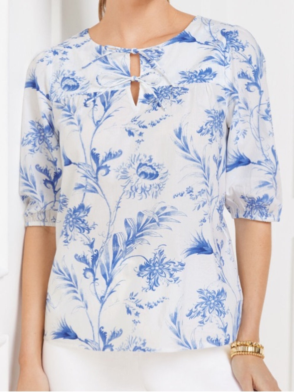 NWT Talbots Tie Front Top Ocean Flora Romantic Size M